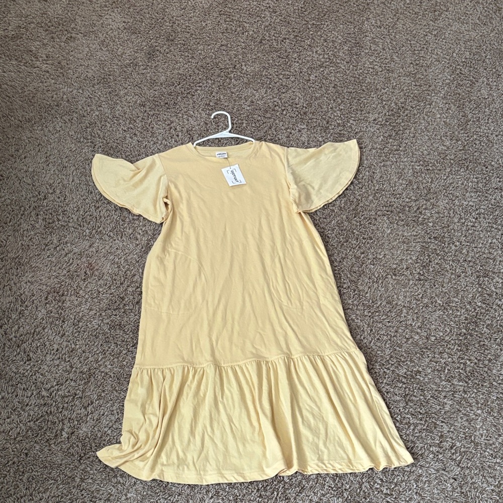 Flirty Chic Butter Yellow Flutter Sleeve Midi Dress